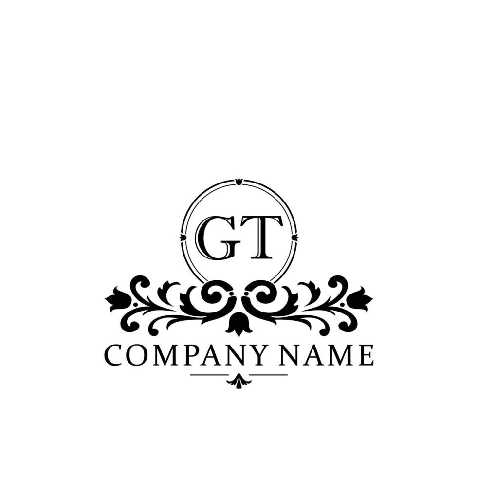 lettera gt floreale logo design. logo per donne bellezza salone massaggio cosmetico o terme marca vettore