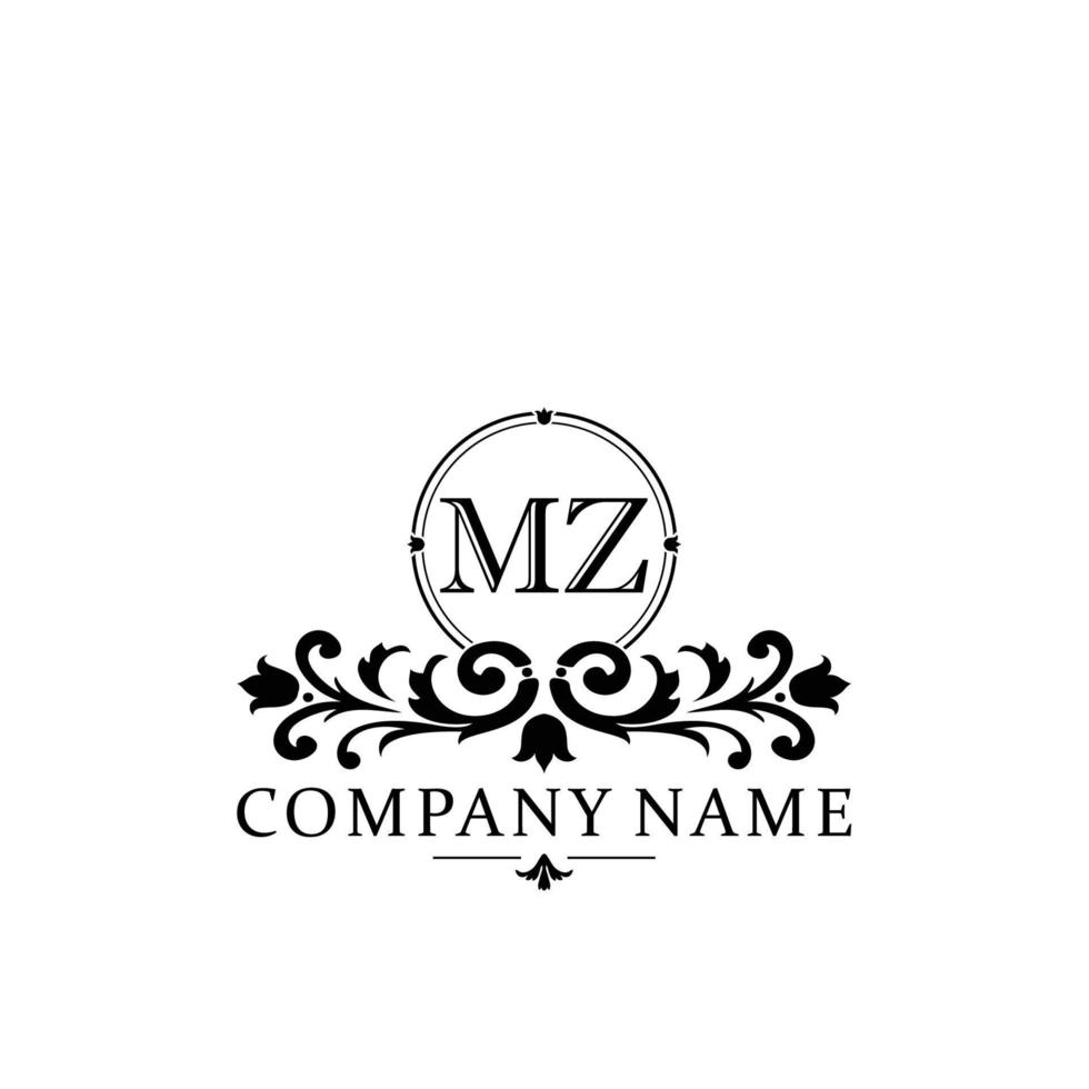 lettera mz floreale logo design. logo per donne bellezza salone massaggio cosmetico o terme marca vettore