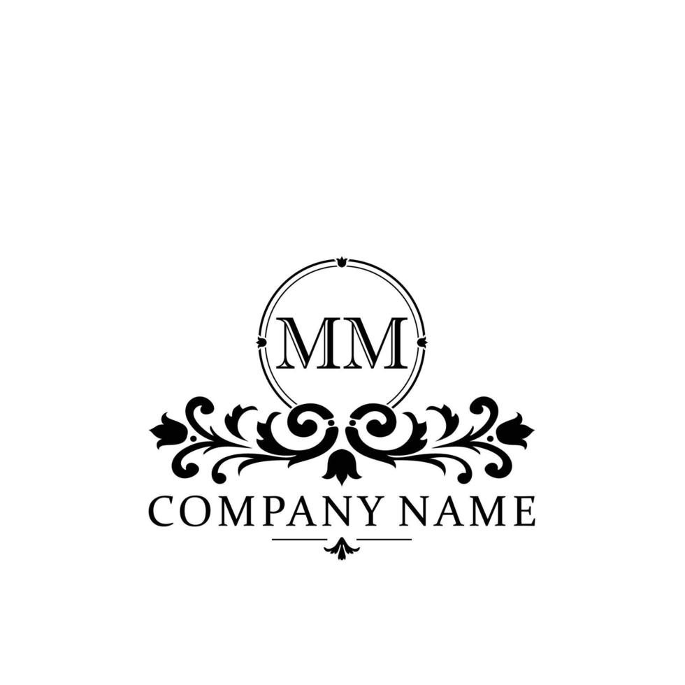 lettera mm floreale logo design. logo per donne bellezza salone massaggio cosmetico o terme marca vettore