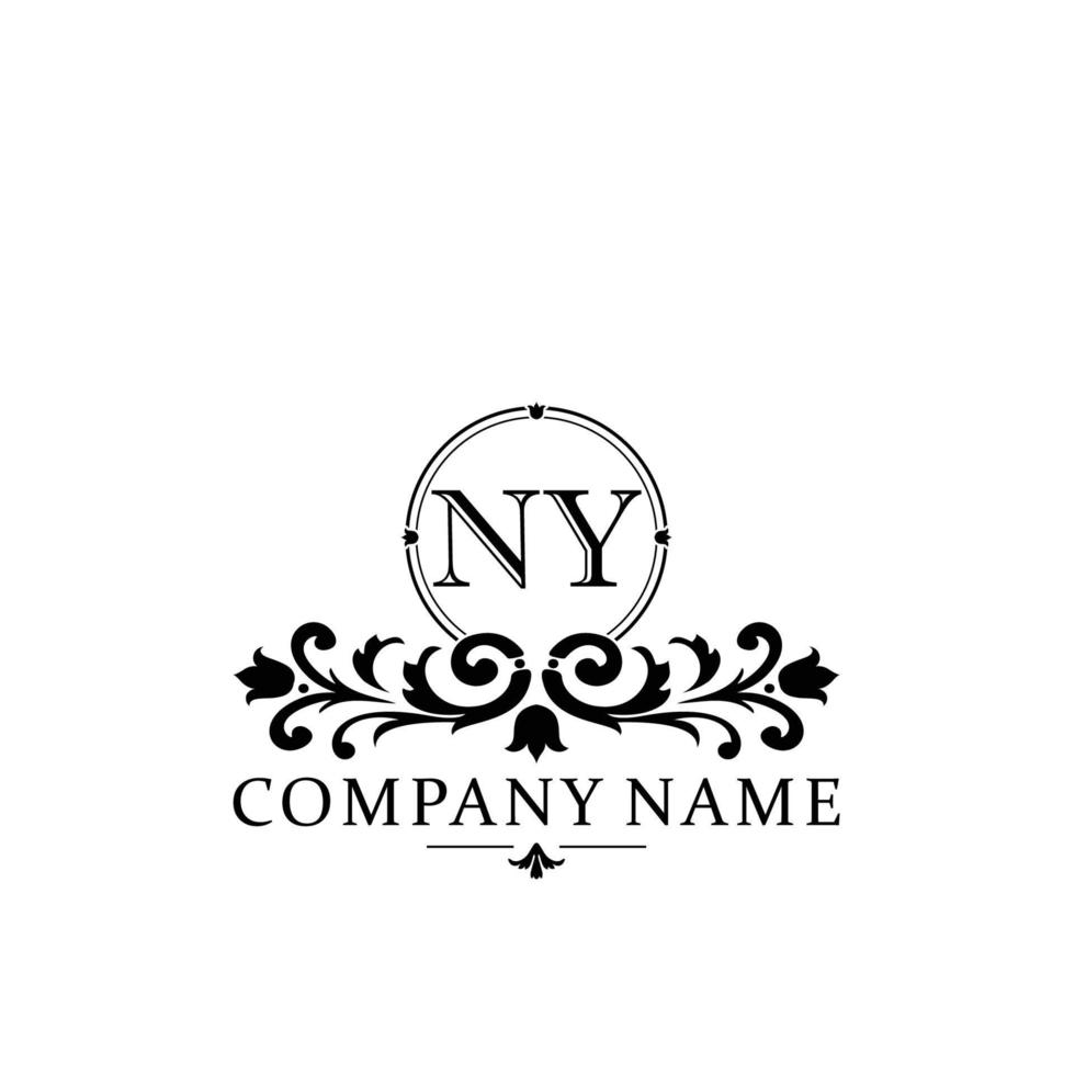 lettera NY floreale logo design. logo per donne bellezza salone massaggio cosmetico o terme marca vettore