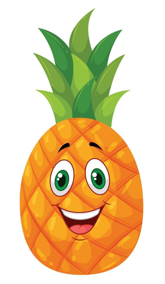 contento ananas cartone animato personaggio vettore