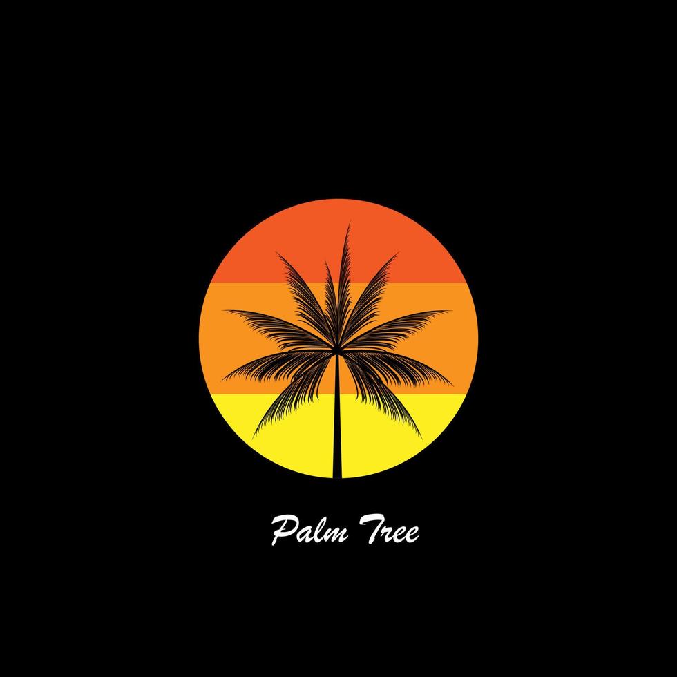 silhouette di albero palma su tramonto vettore