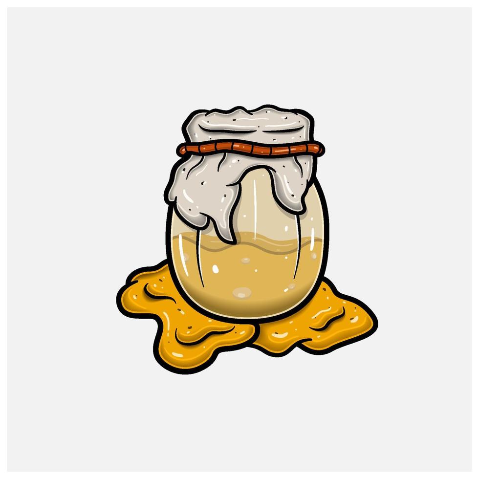 miele su vaso cartone animato con semplice pendenza e particolari. vettore