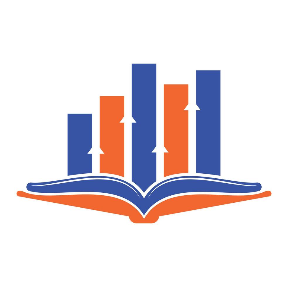 finanza libro logo design. attività commerciale crescita formazione scolastica logo design vettore