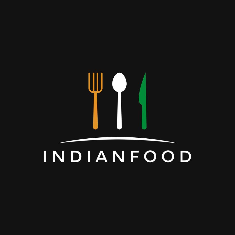 indiano cibo logo icona modello.cucchiaio,coltello e forchetta icona vettore illustrazione