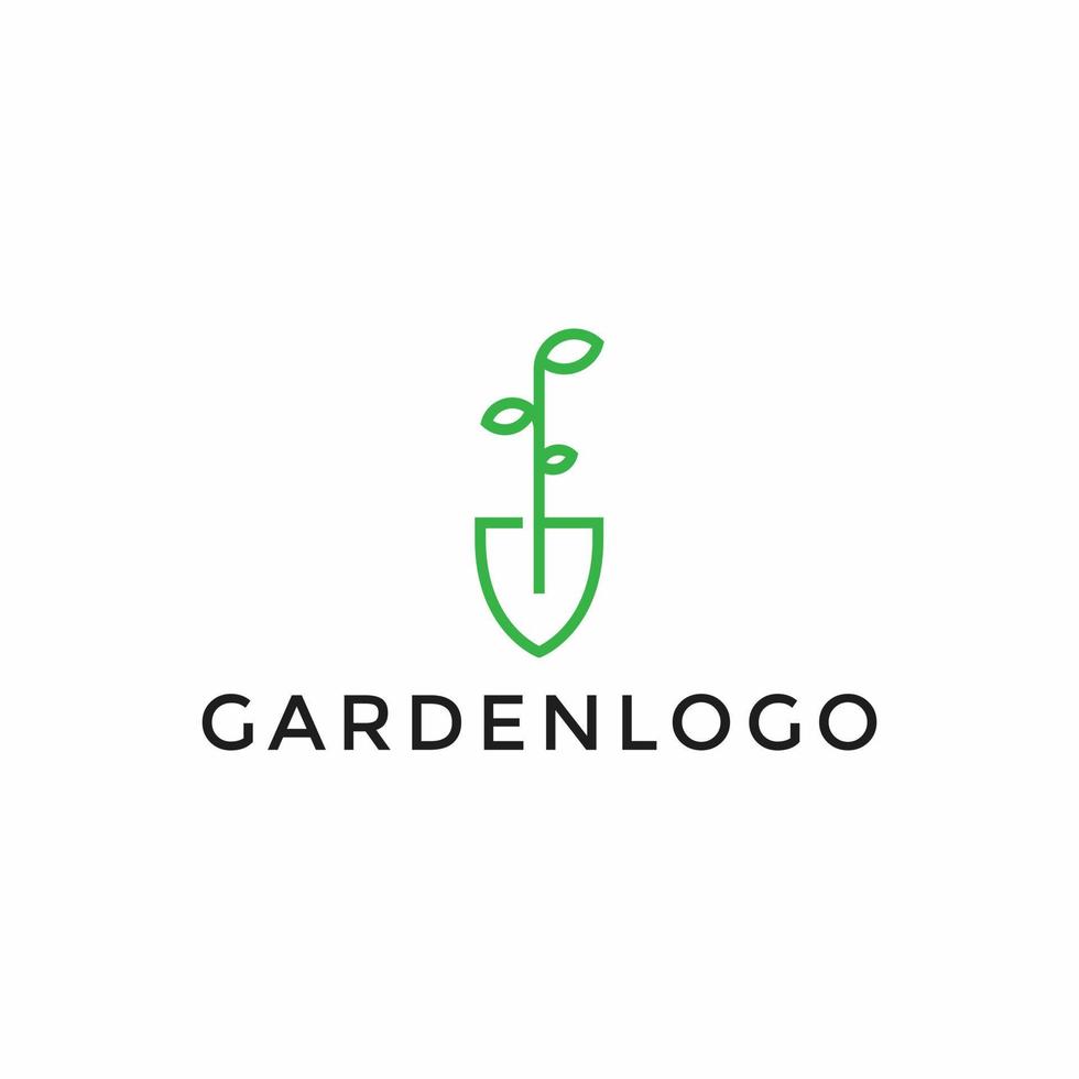 pala foglia, giardino, botanica, natura, seme, pianta linea logo design vettore