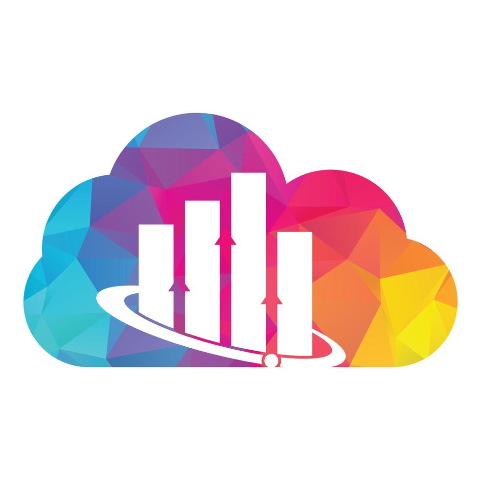 pianeta statistiche vettore logo design modello. mondo finanza e nube forma logo design concetto.