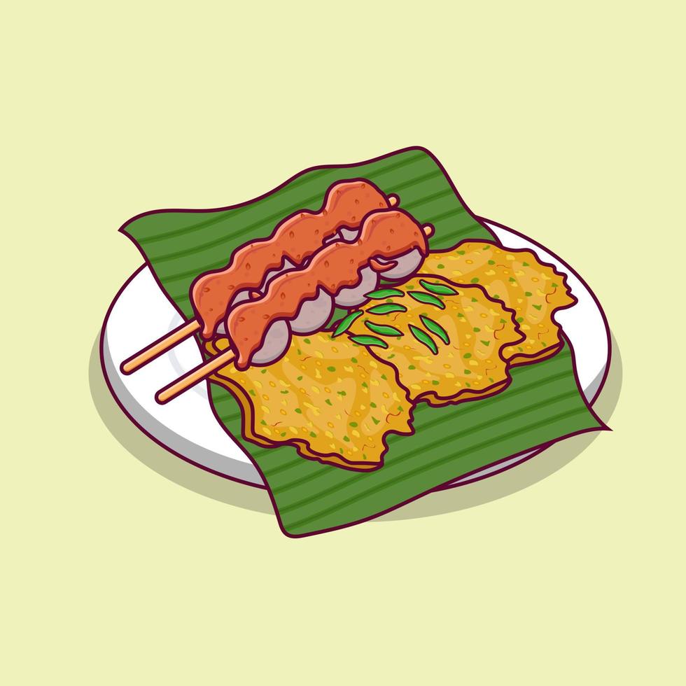 nasi lemak un' tradizionale cibo con chili su bakwan vettore