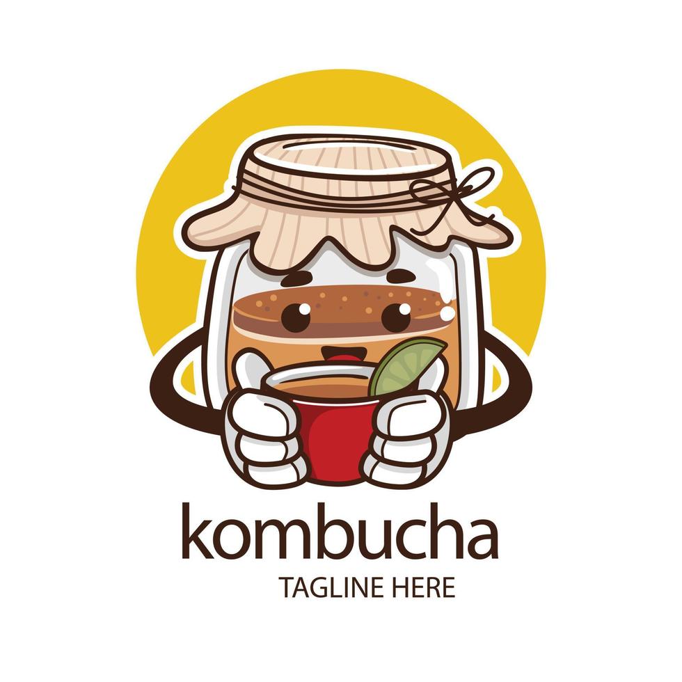 mano disegnato kombucha logo modello vettore