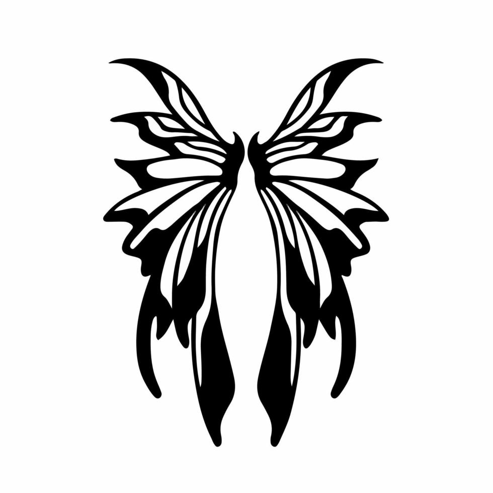 tribale Fata Ali logo. tatuaggio design. stampino vettore illustrazione.