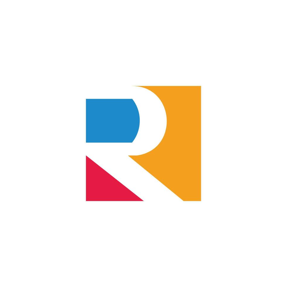 lettera r semplice piazza geometrico colorato logo vettore