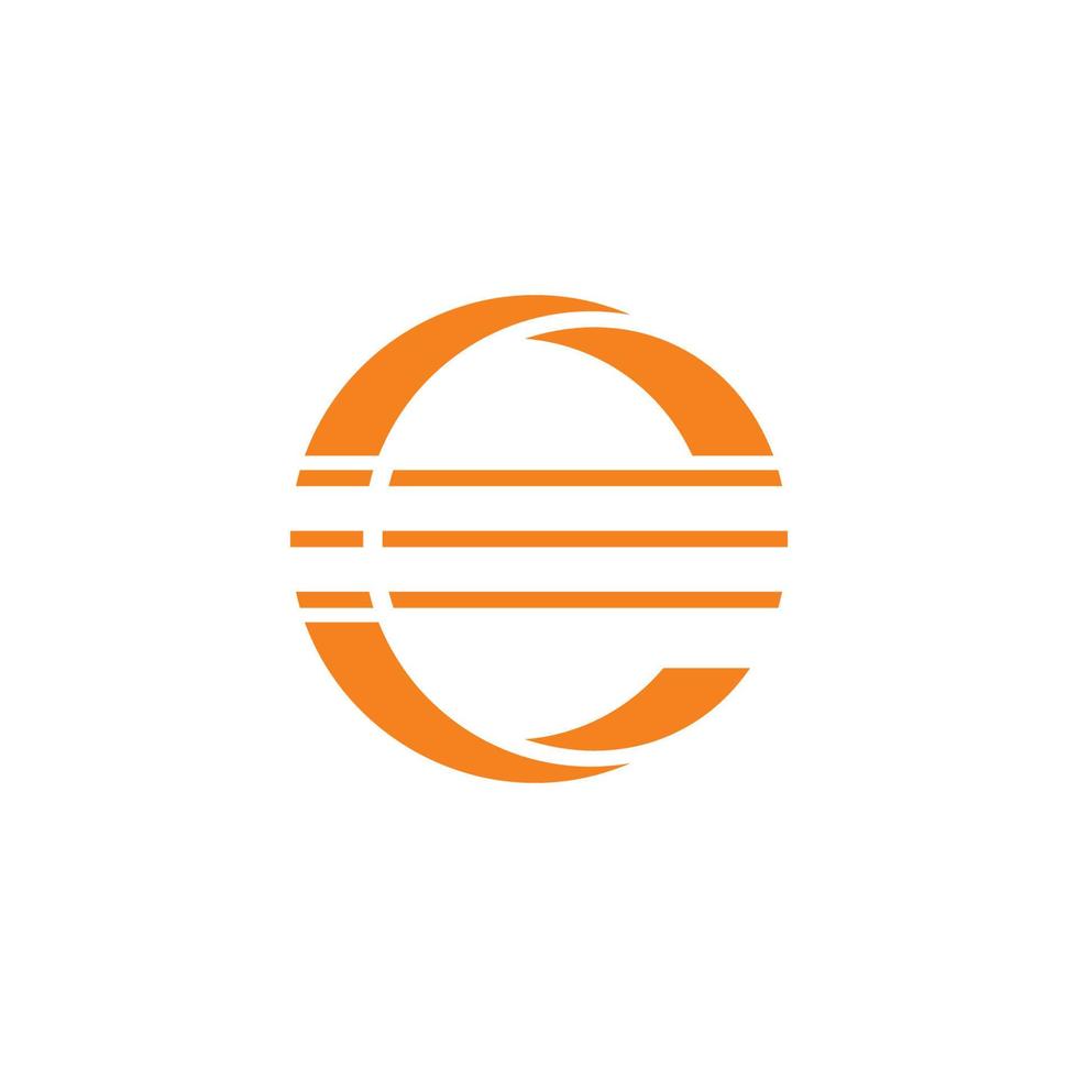 lettera e strisce cerchio sole design simbolo logo vettore
