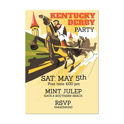 Illustrazione Kentucky Derby o qualsiasi evento a tema a cavallo con vista prospettica vettore