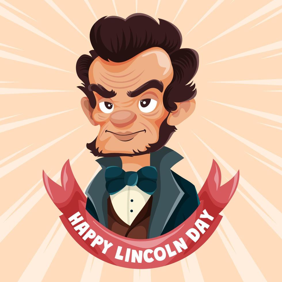 Abramo Lincoln cartone animato ritratto concetto vettore