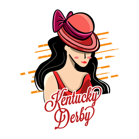 Kentucky Derby Hat con illustrazione di bella ragazza vettore