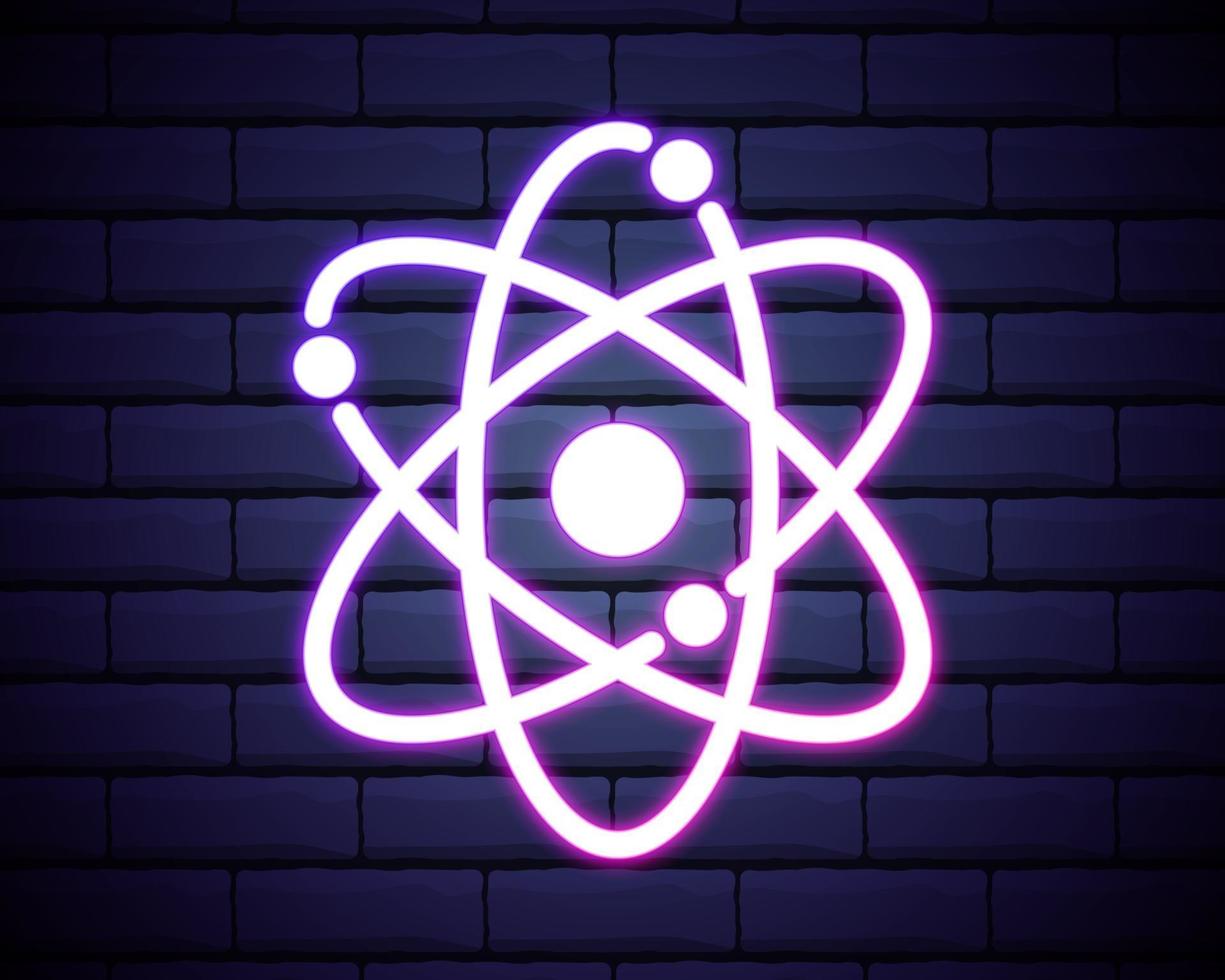 icona al neon dell'atomo vettore
