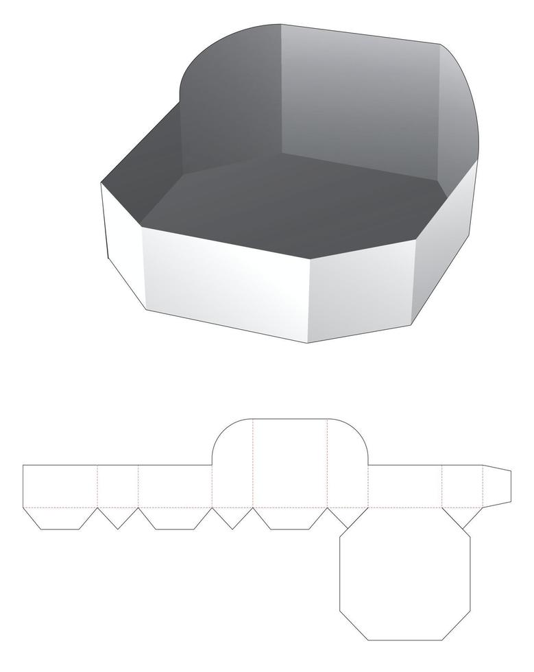 modello fustellato vassoio di forma ottagonale vettore