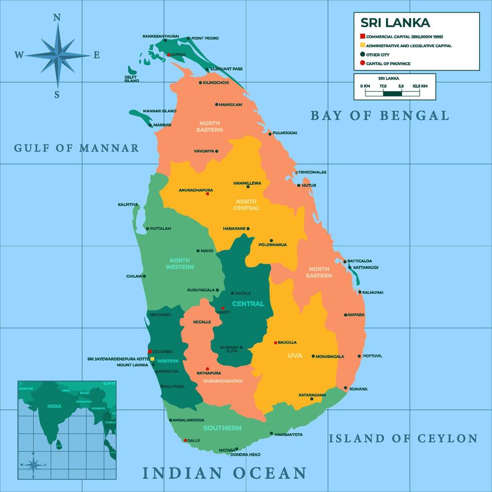 nazione carta geografica sri lanka concetto vettore