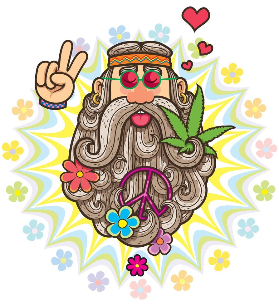 hippie su bianca vettore