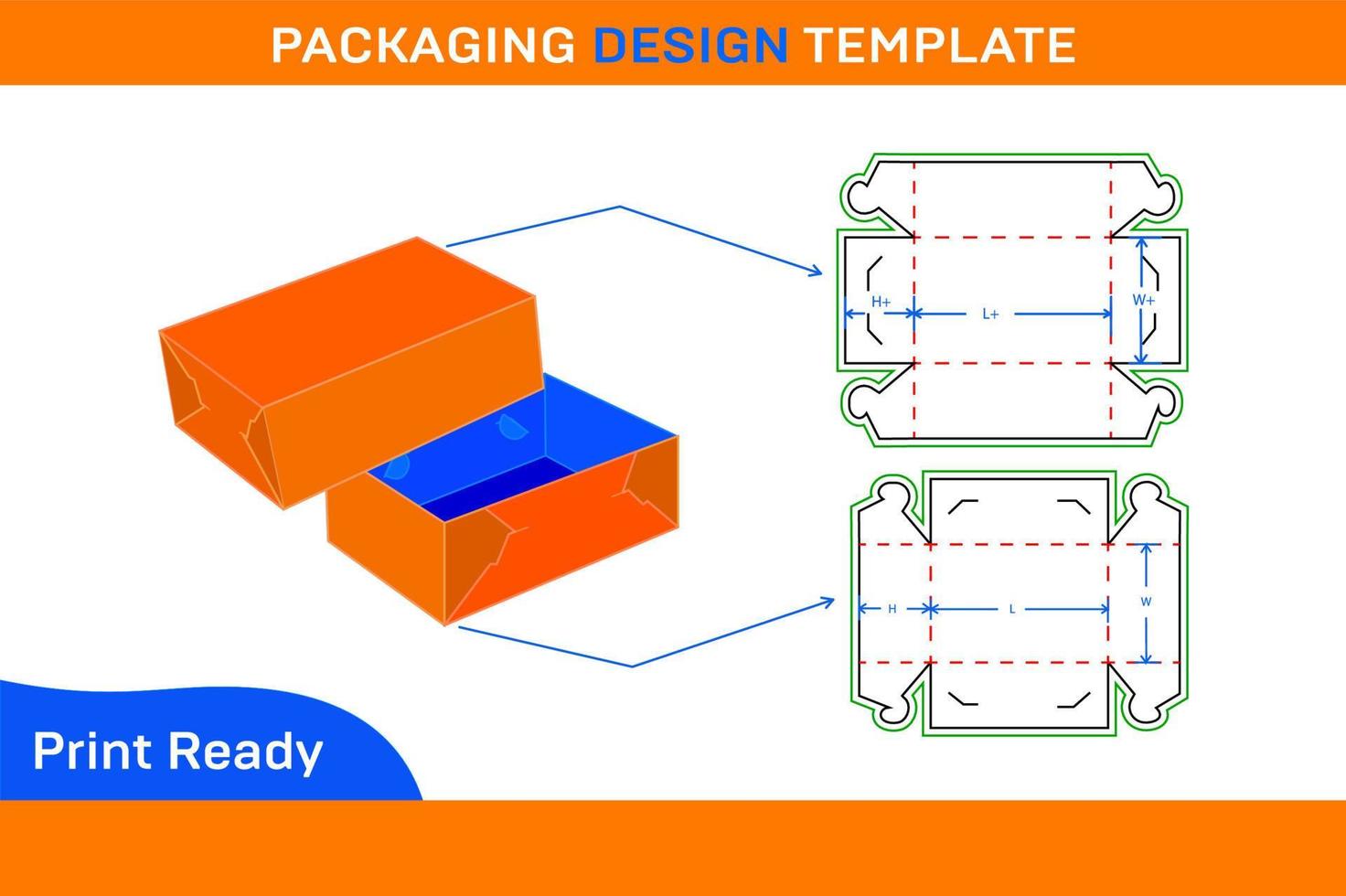 ondulato cartone animato scatola Dieline modello standard scatola con 3d rendere vettore