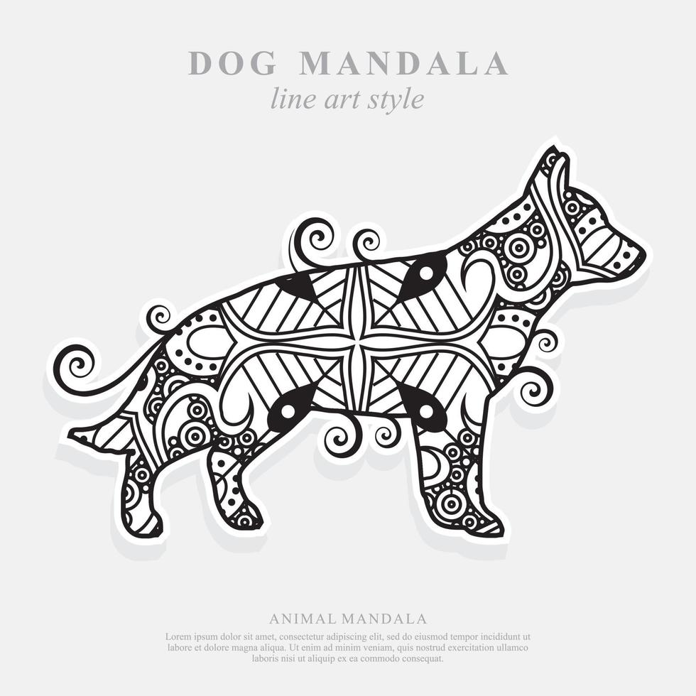 mandala di cane. elementi decorativi vintage. modello orientale, illustrazione vettoriale. vettore