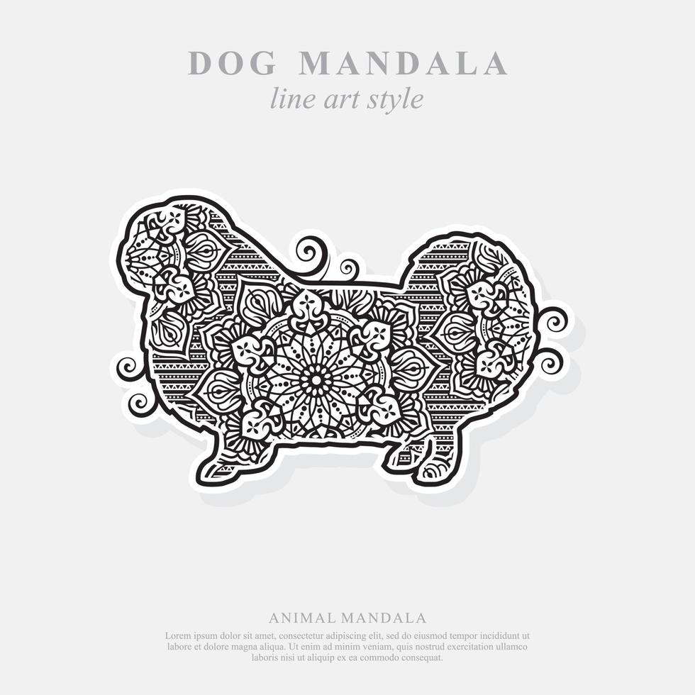 mandala di cane. elementi decorativi vintage. modello orientale, illustrazione vettoriale. vettore