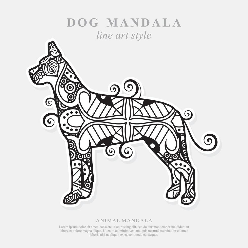 mandala di cane. elementi decorativi vintage. modello orientale, illustrazione vettoriale. vettore