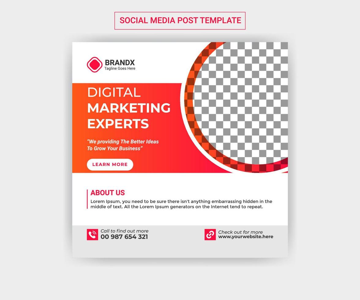 progettazione di post sui social media di marketing digitale vettore