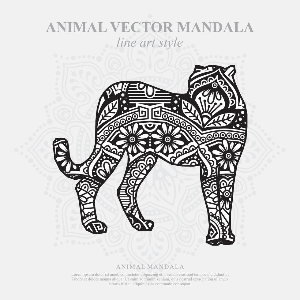 mandala tigre. elementi decorativi vintage. modello orientale, illustrazione vettoriale. vettore