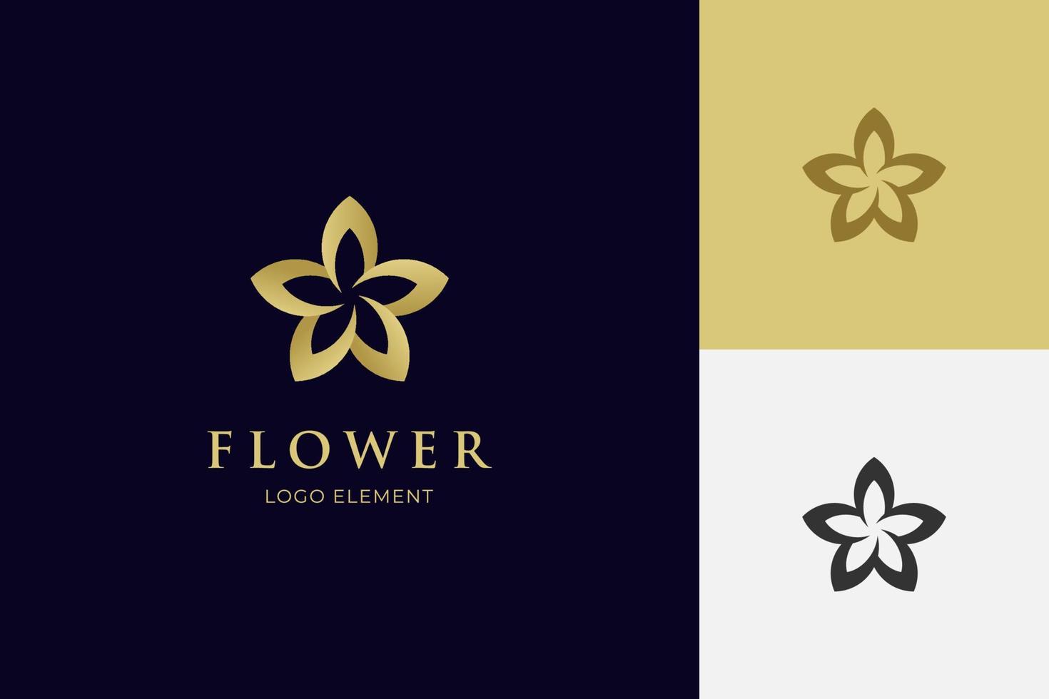 elegante d'oro fiore logo icona design elemento con stella combinato design concetto per bellezza, pelle cura, cosmetici marca logo simbolo vettore