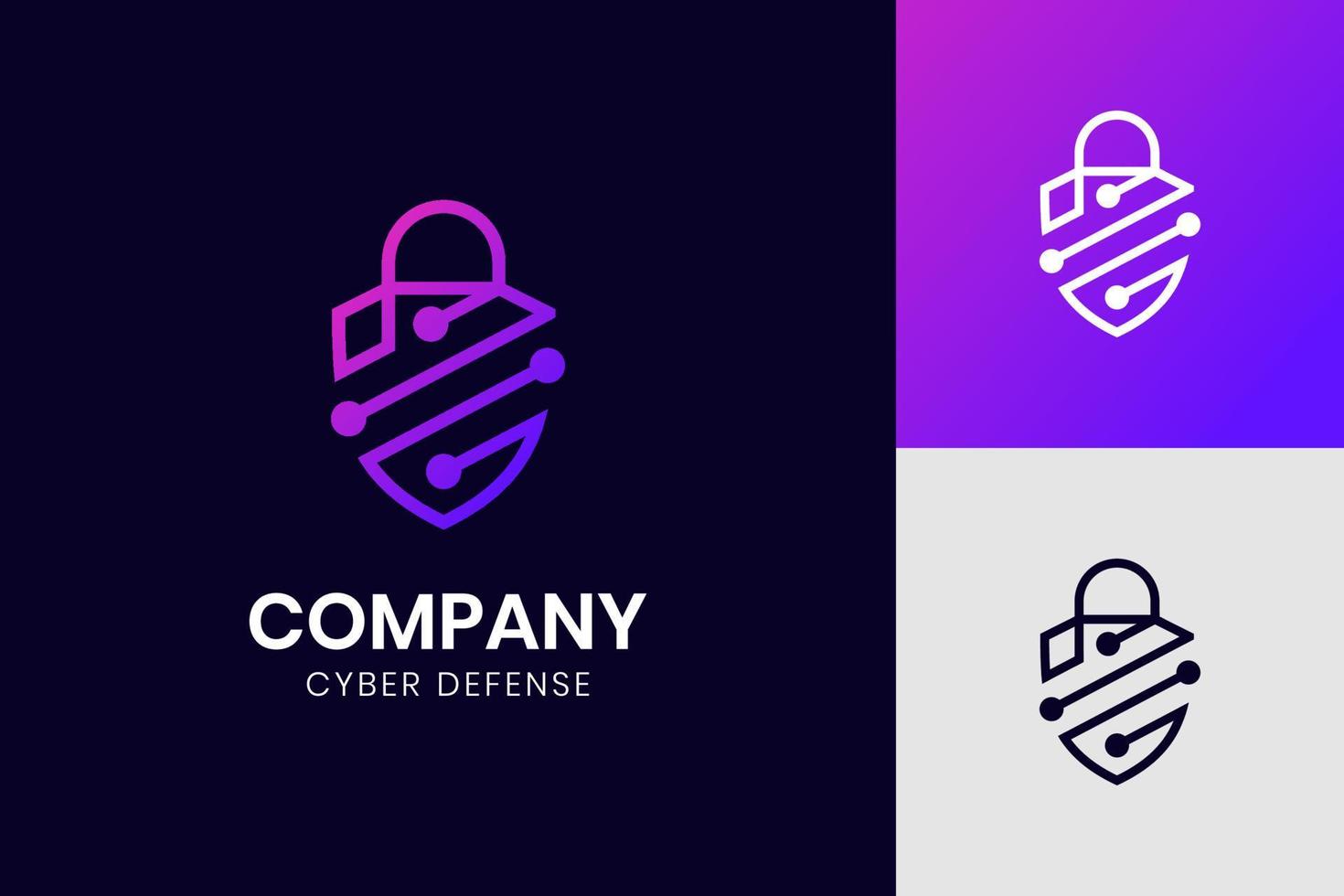 informatica difesa scudo logo per Internet dati sicurezza design concetto. informatica Internet in linea sicurezza logo design vettore