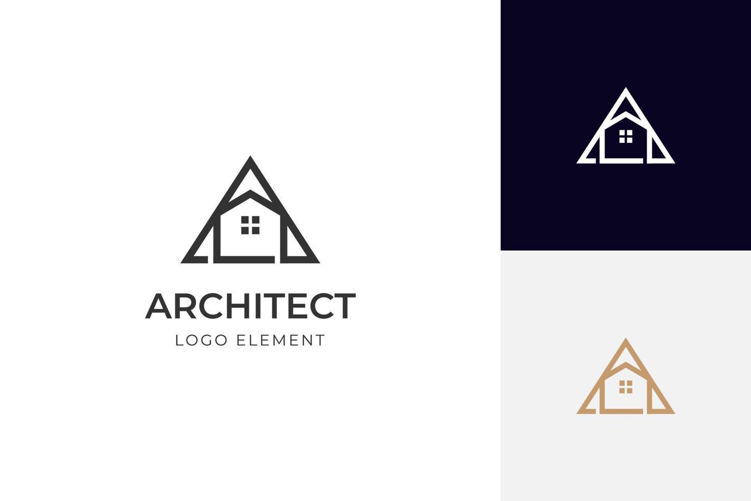 minimalista costruzione architettura Casa logo con triangolo righello icona vettore