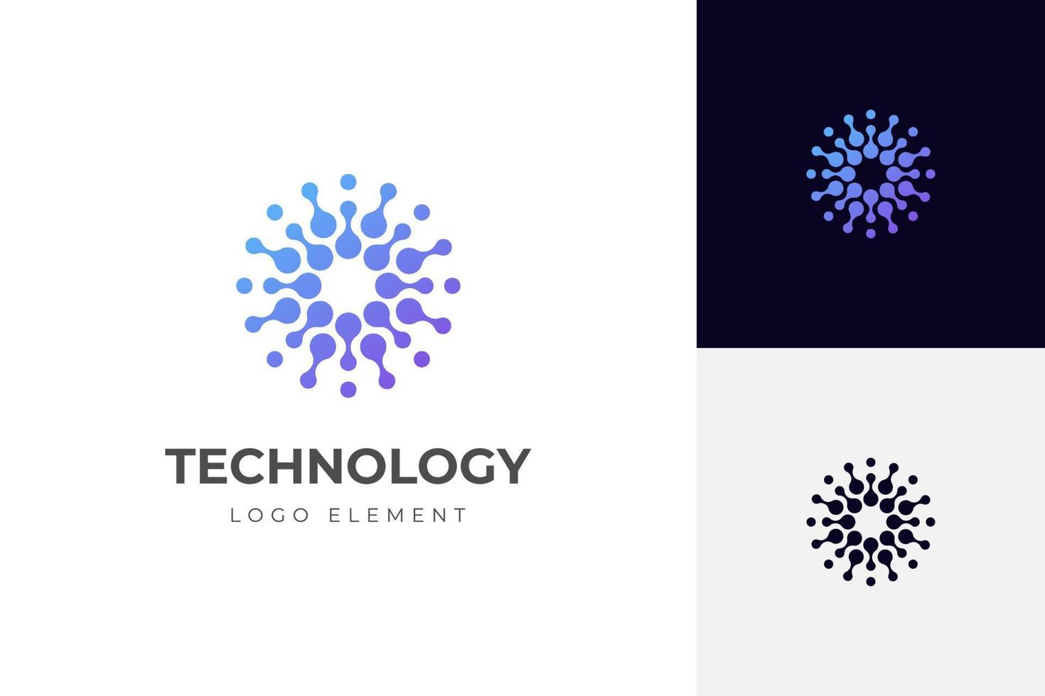 cerchio puntini o punti logo design modello. geometrico punto per cerchio scienza medicina cartello, tecnologia elementi, universale energia Tech pianeta stella atomo vettore icona design