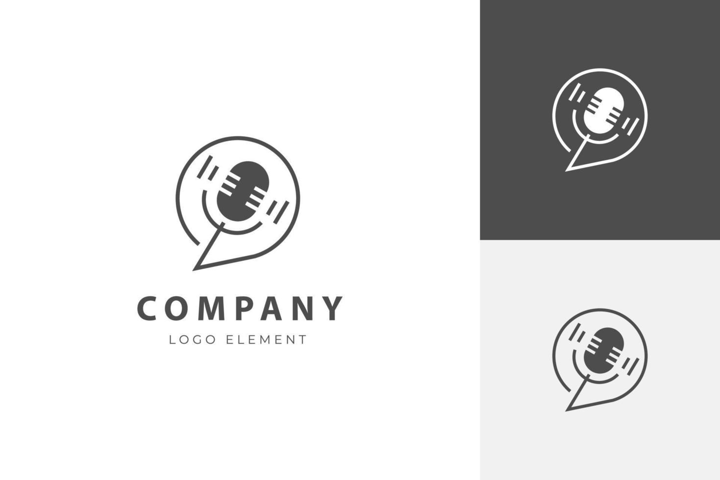 Podcast logo icona design con microfono e bolla Chiacchierare o parlare icona piatto illustrazione per Radio, musica, media, multimedia vettore