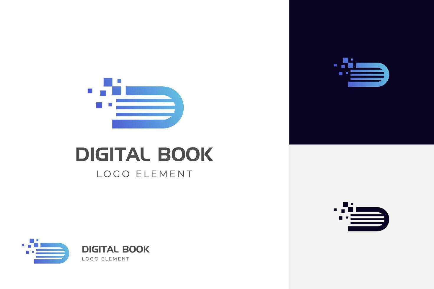 lettera d digitale Tech libro logo icona disegni, pixel libro logo modello, in linea apprendimento logo simbolo per formazione scolastica logo elemento vettore