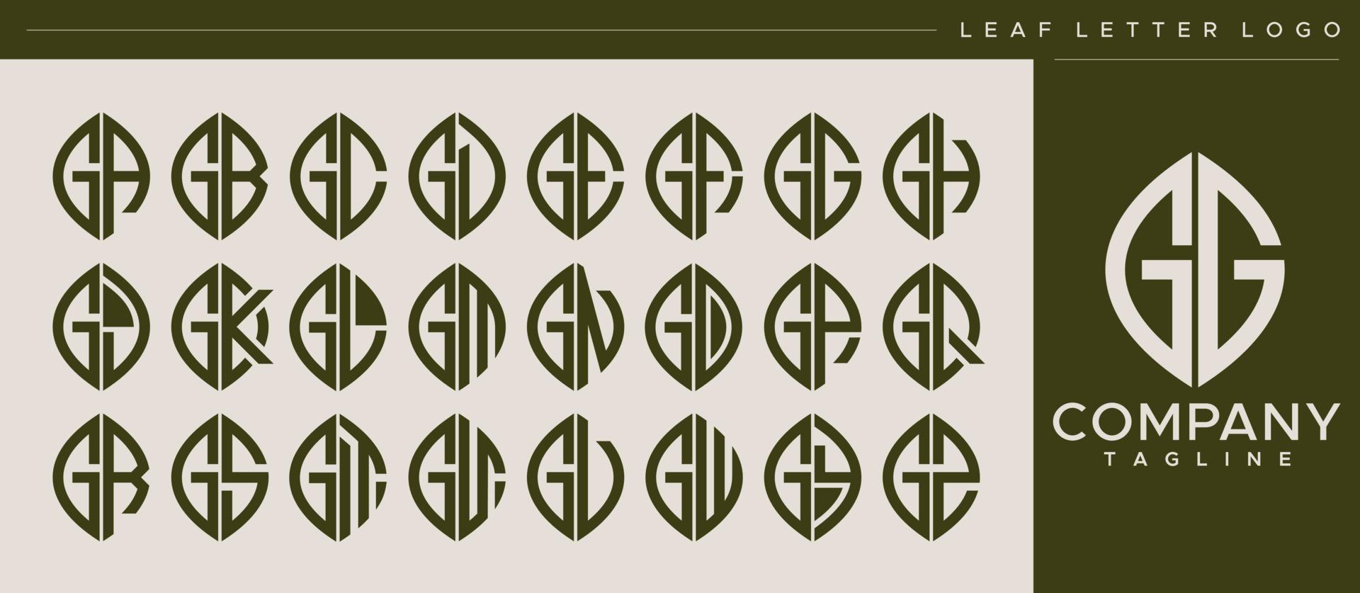 moderno linea foglia lettera g logo design. astratto foglia gg g lettera logo vettore. vettore