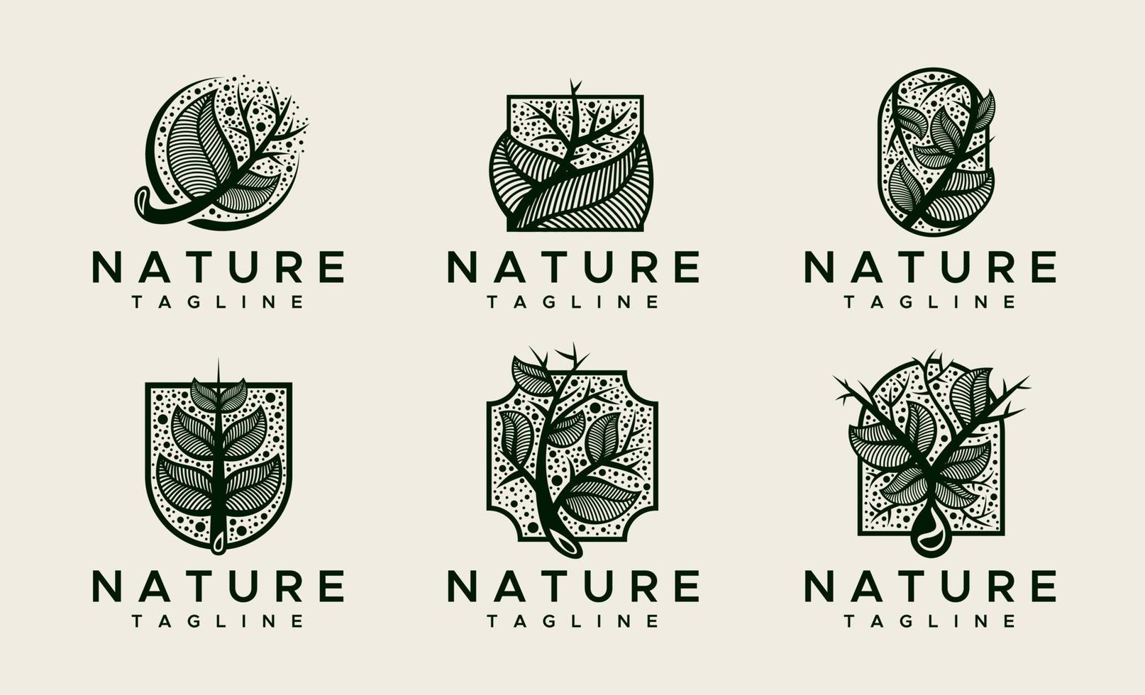 decorativo natura foglia logo design modello impostare. lusso floreale logo grafico modello. vettore