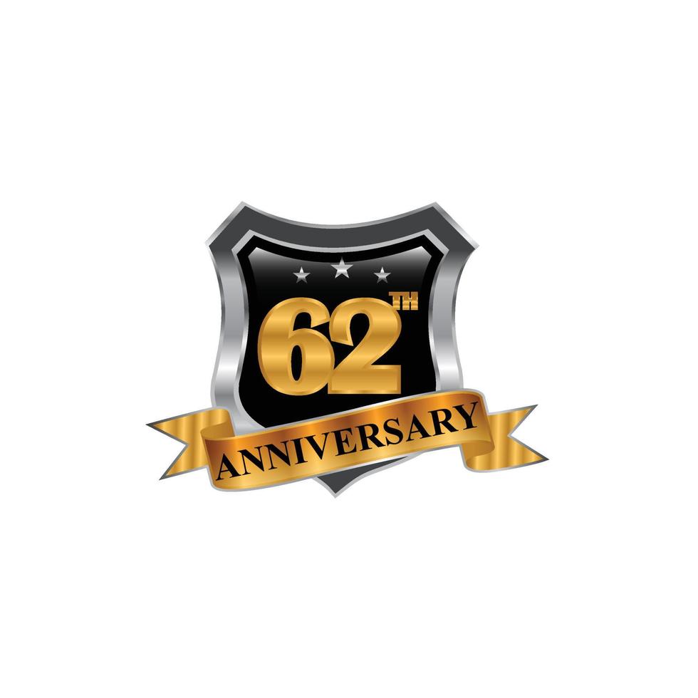 anniversario celebrazione vettore logo. th anniversario oro icona con stelle e telaio.