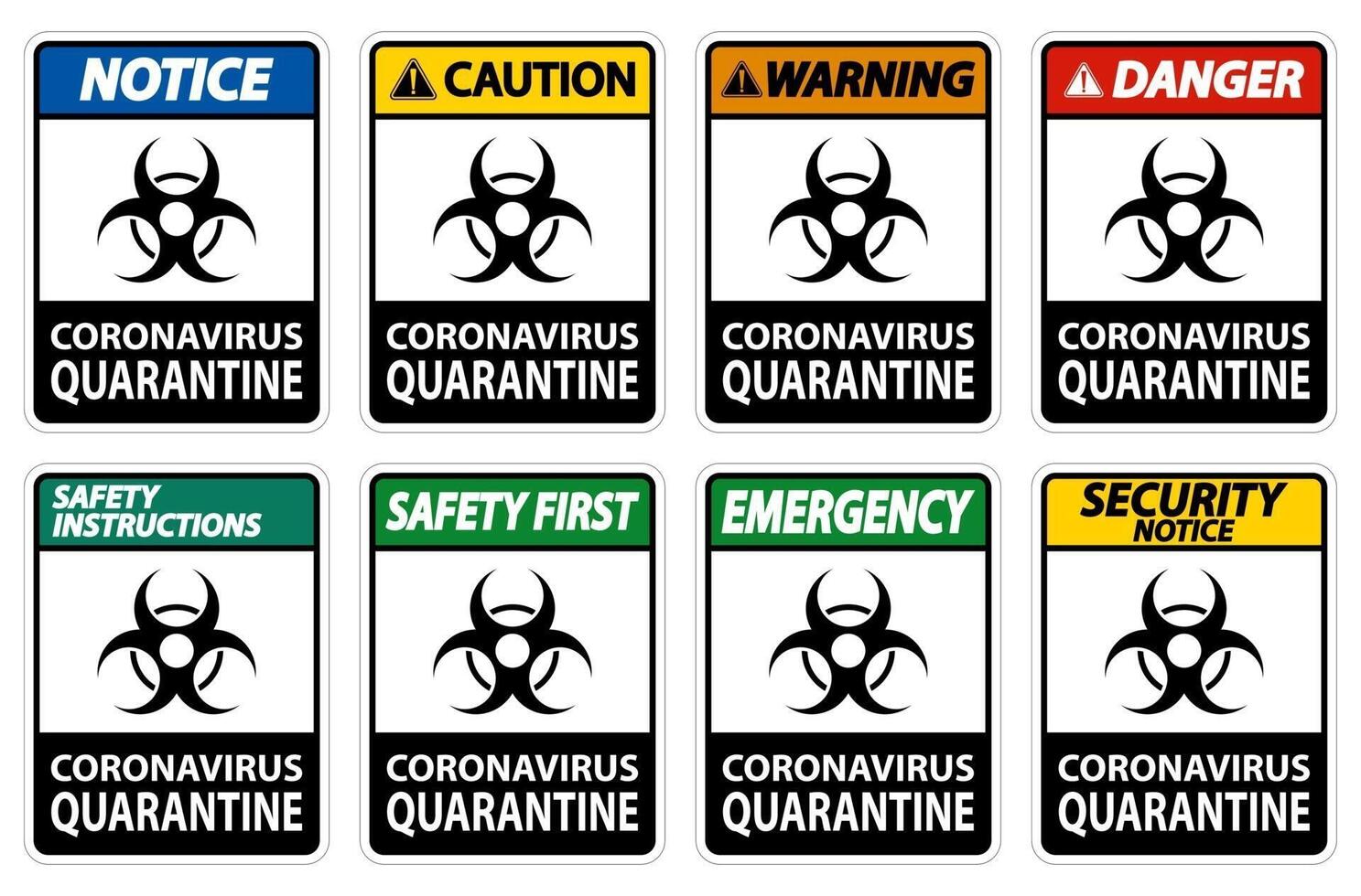 segno di quarantena di coronavirus isolato su sfondo bianco, illustrazione vettoriale eps.10