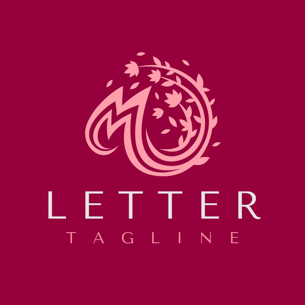 decorativo fiore m lettera logo design. lusso iniziale m floreale logo. vettore