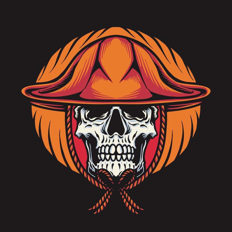 vettore cranio con cowboy cappello retrò illustrazione