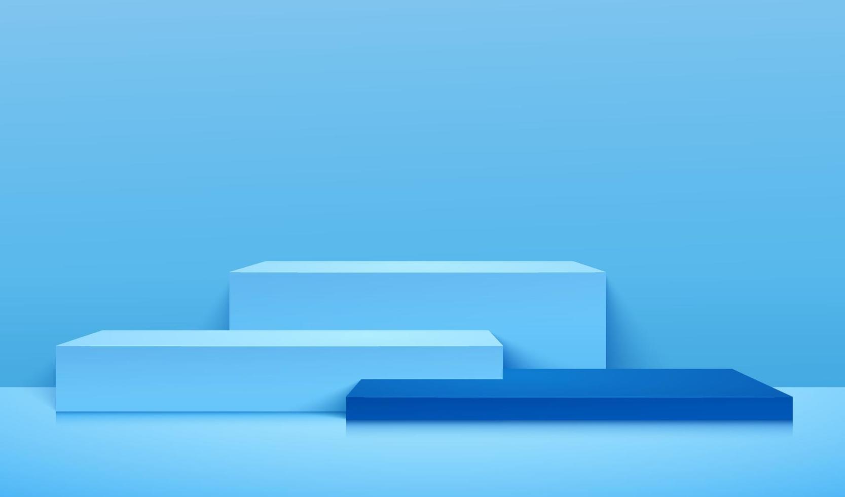 sfondo astratto banner per pubblicizzare il prodotto. cubo vuoto podio studio sfondo blu per la visualizzazione del prodotto con lo spazio della copia. showroom minimo sparare rendering 3d. vettore eps10