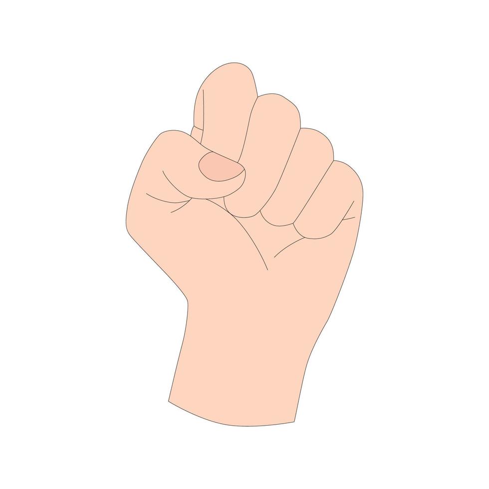 un' mano gesto. cazzotto come un' simbolo di protesta e opposizione. cartello linguaggio. vettore illusione isolato su bianca sfondo