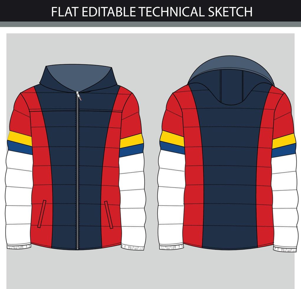 colorato colorblock sport puffer giacca con cerniera vettore illustrazione file