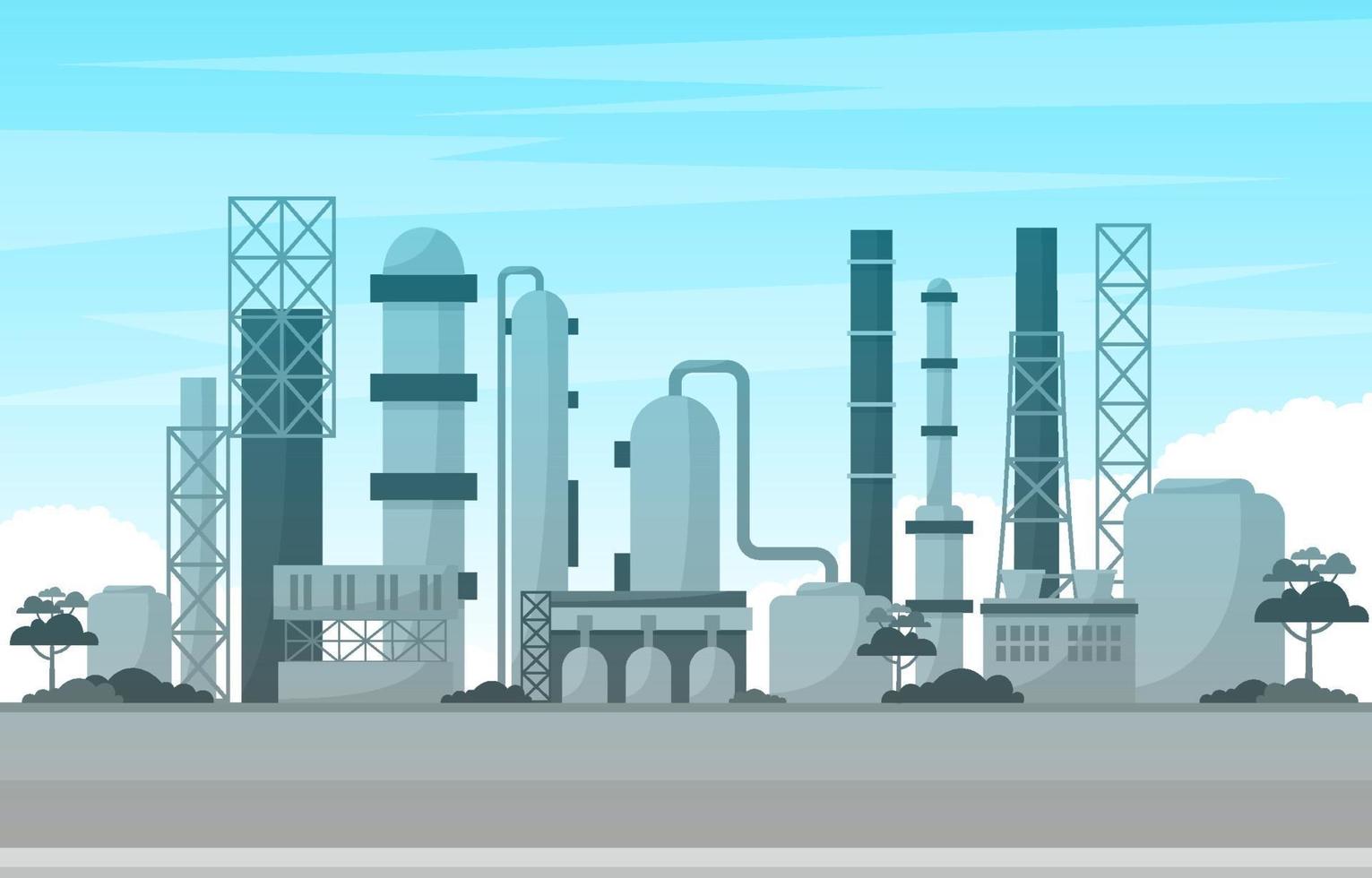 illustrazione piana di edifici di fabbrica industriale vettore