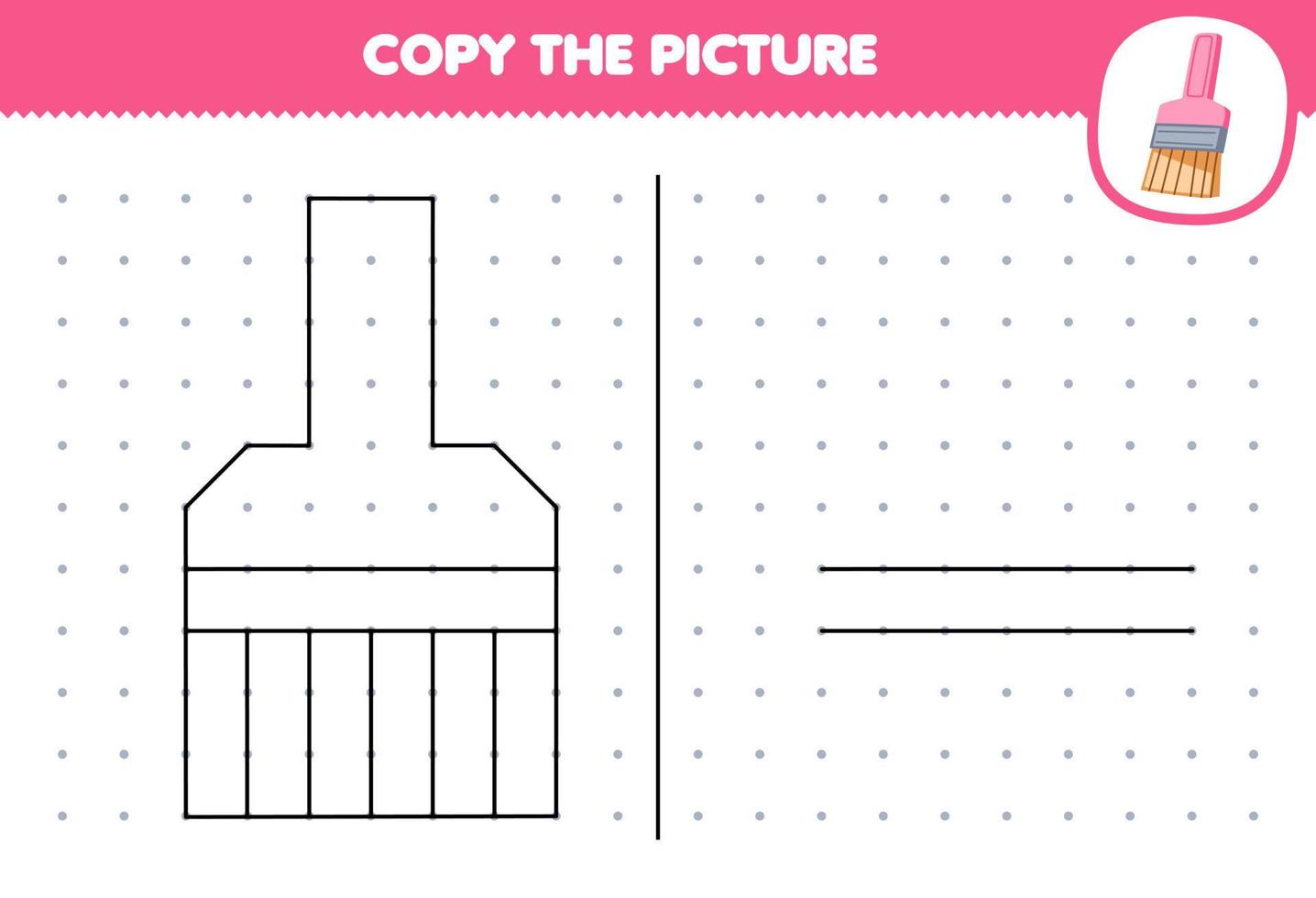 formazione scolastica gioco per bambini copia carino cartone animato spazzola immagine di collegamento il punto stampabile attrezzo foglio di lavoro vettore