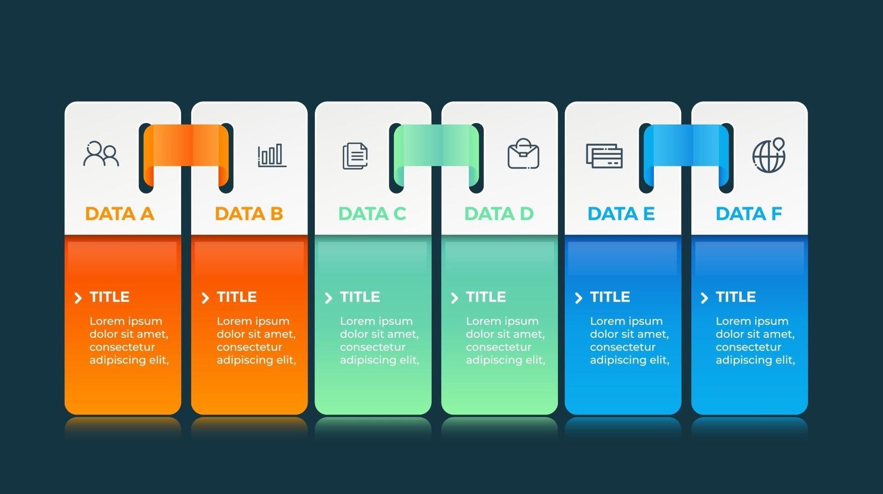 infografiche aziendali. timeline con 6 passaggi o opzioni vettore