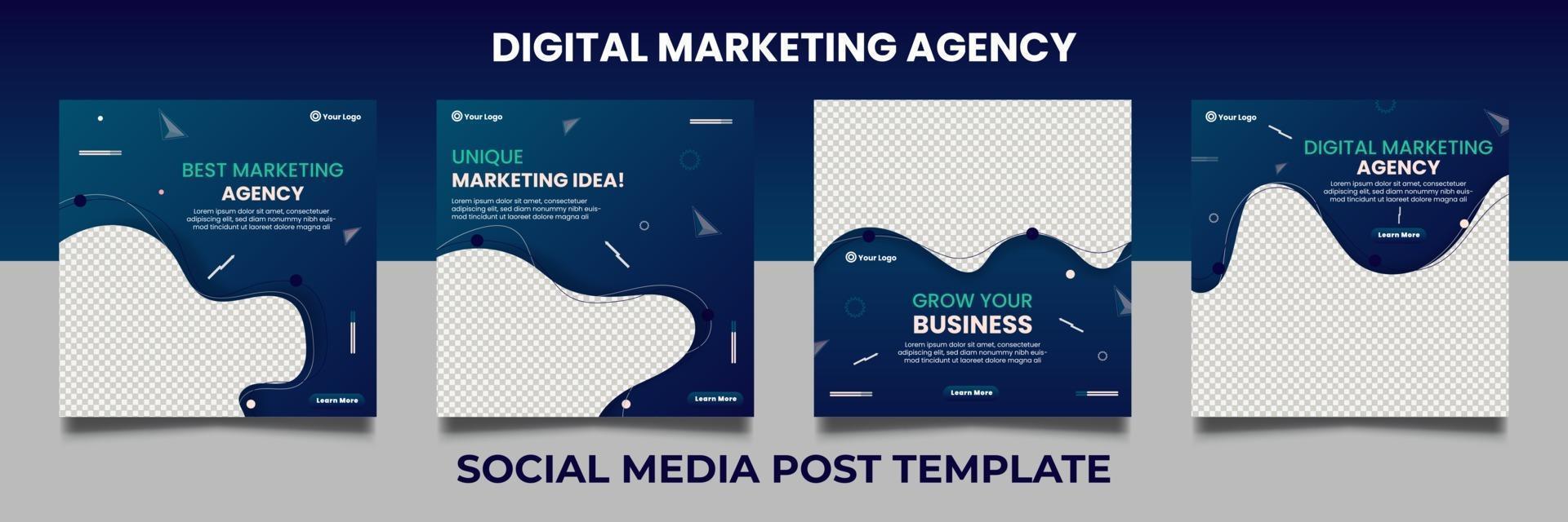 modelli di banner quadrati minimi per set di marketing digitale vettore