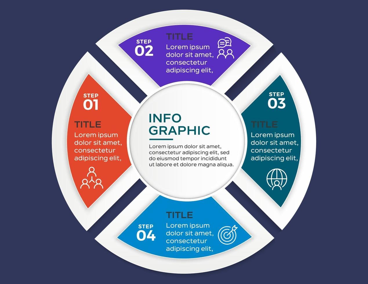 modello di presentazione aziendale infografica con 4 opzioni vettore