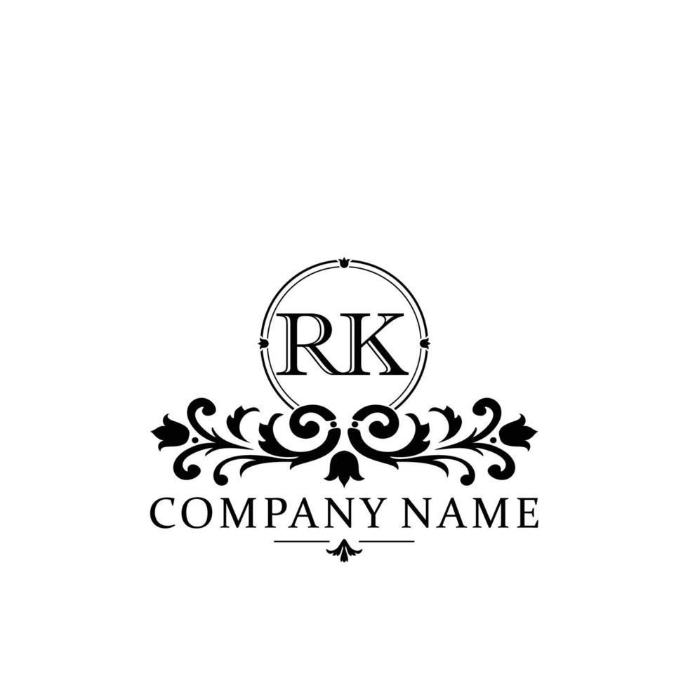 lettera rk floreale logo design. logo per donne bellezza salone massaggio cosmetico o terme marca vettore